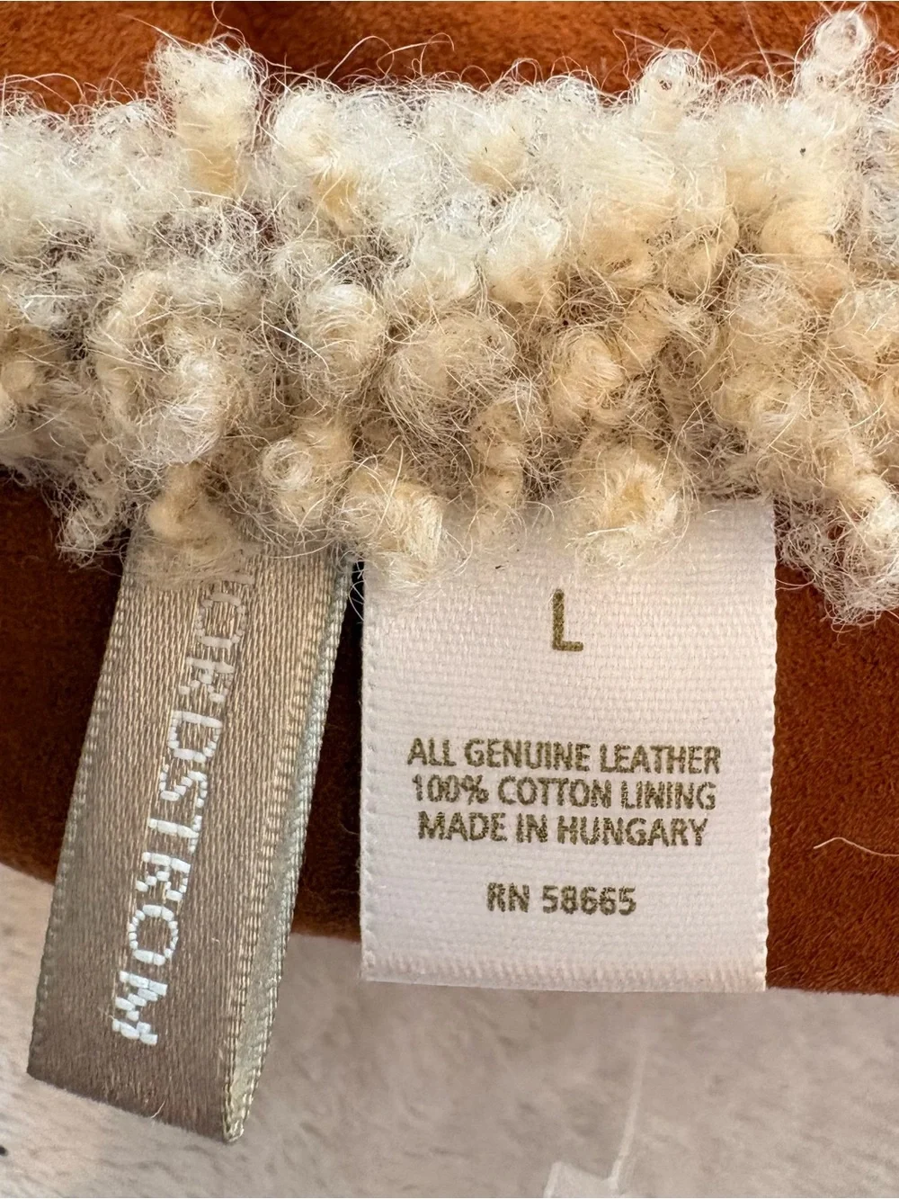 Nordstrom Tan Shearling-Lined & Trimmed Suede Gloves with Buckle Accent